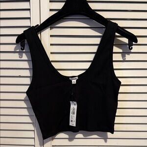 Garage Black Ribbed Crop Top
